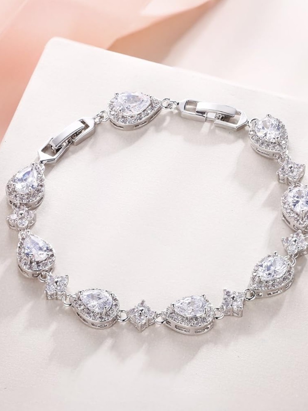 Wedding Zircon Style Tennis Bracelet Bridal   Silver Teardrop Bracelet